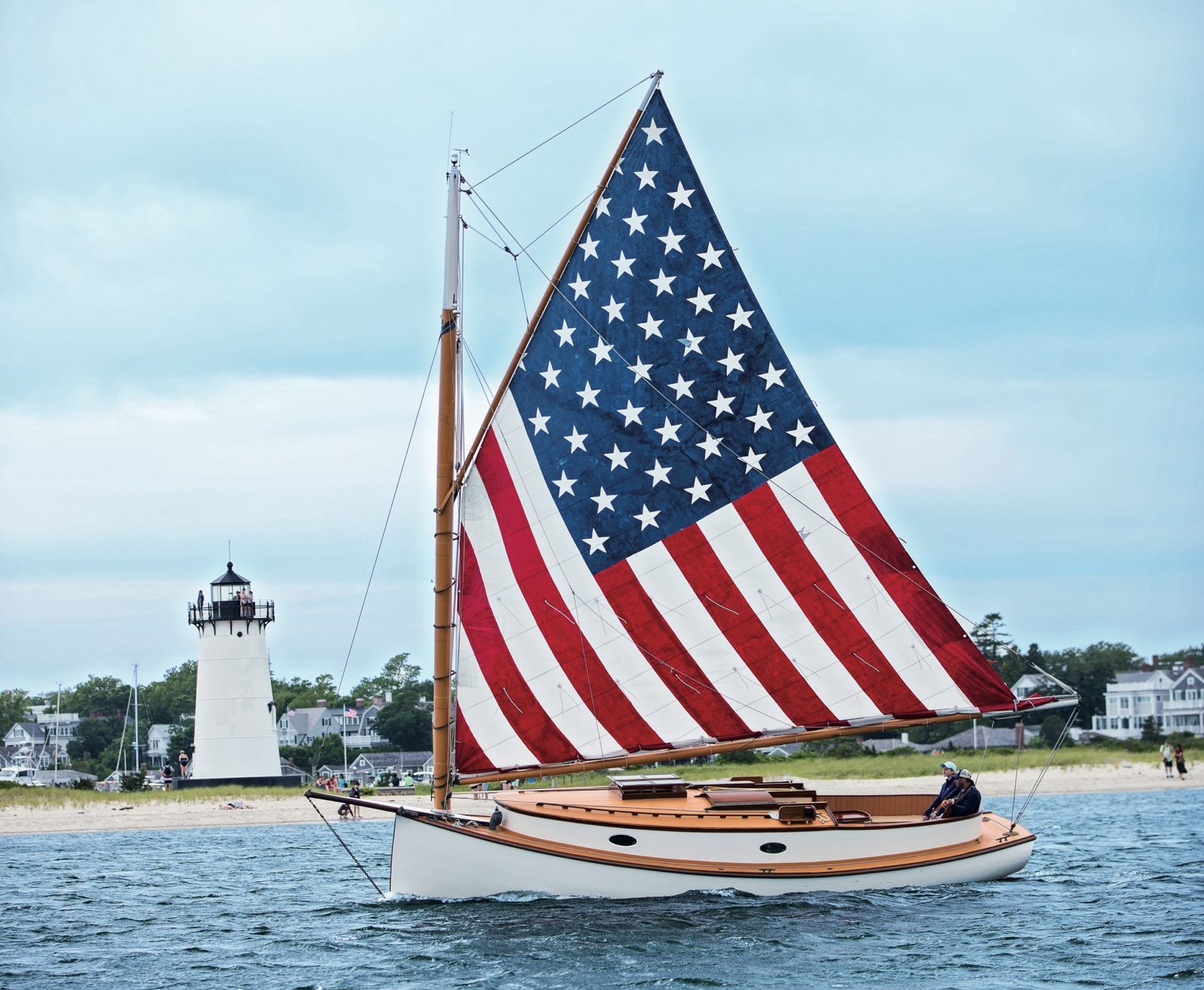 american flag sailboat